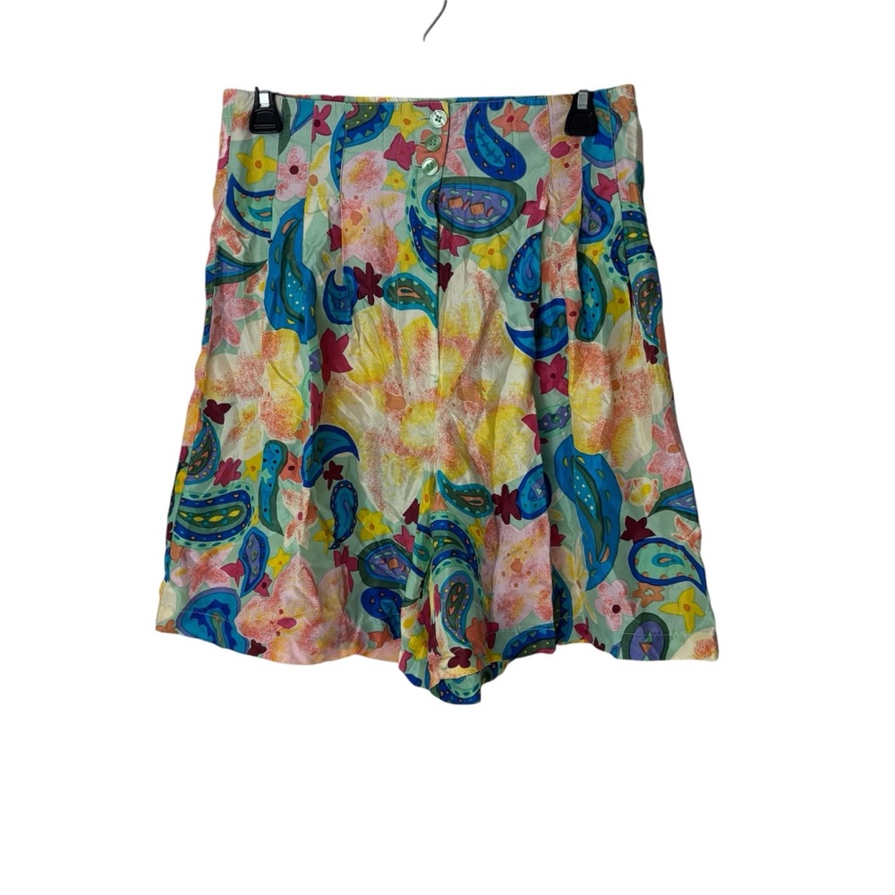 Oscar de la Renta Expressions vintage 1980s high waisted silk shorts paisley